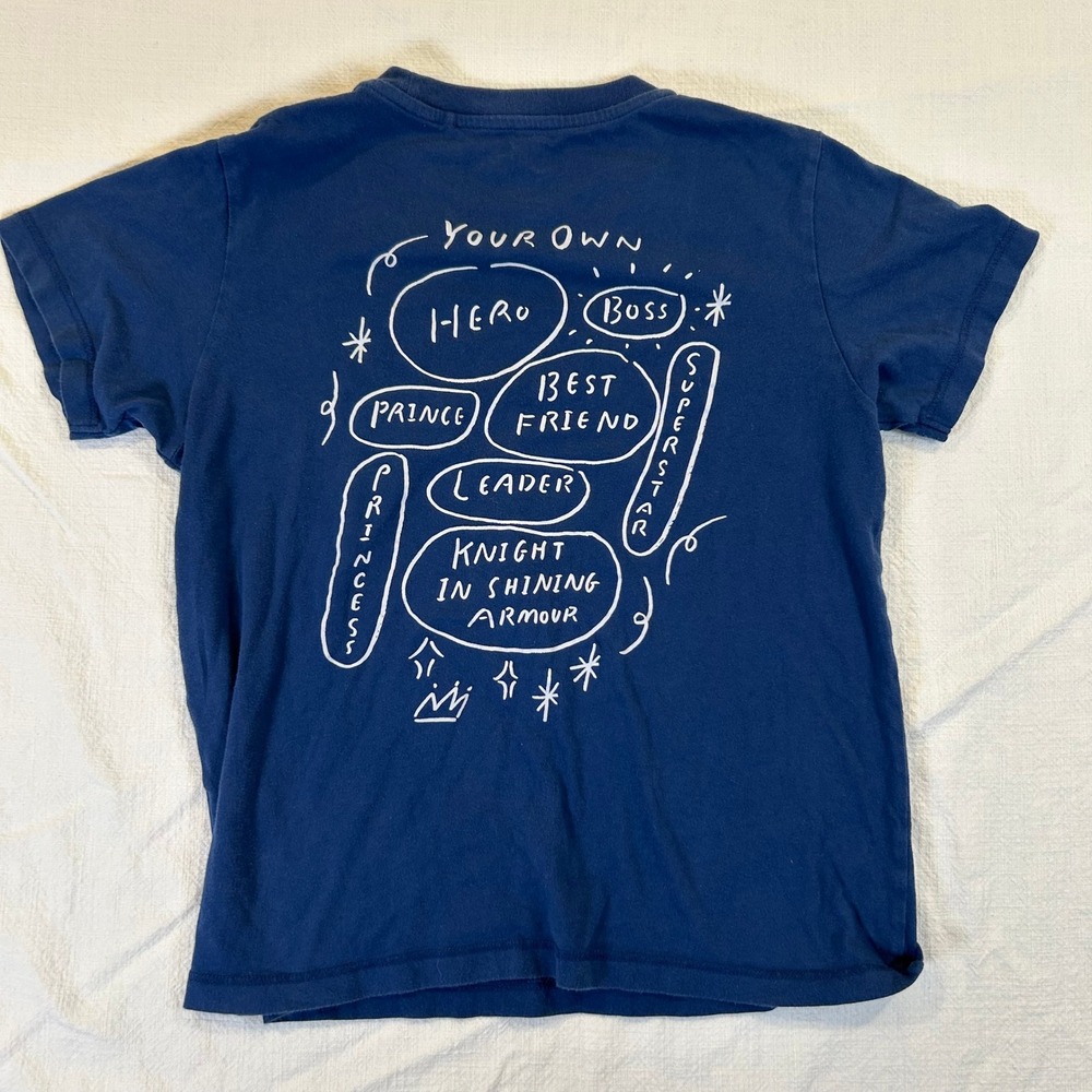 Uniqlo UT Grace Lee Graphic T-Shirt Navy Blue Womens XS Heart Hero Boss Cotton